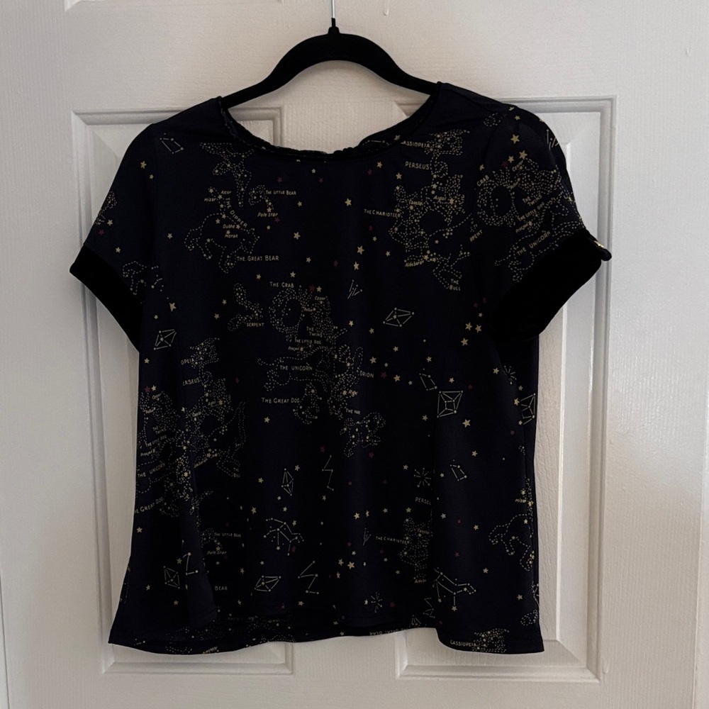Black Short Sleeve Constellation Print Tee